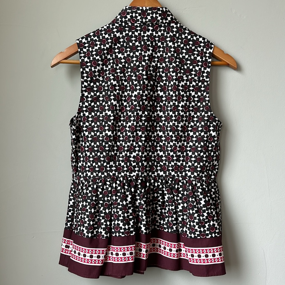 KATE SPADE NWT maroon and pink flower peplum sleeveless top size M - Picture 7 of 7